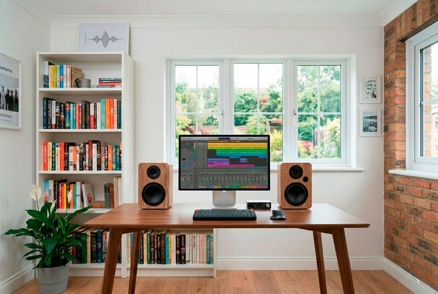 Escritorio con altavoces VULKKANO A4 ARC MKII junto a un monitor