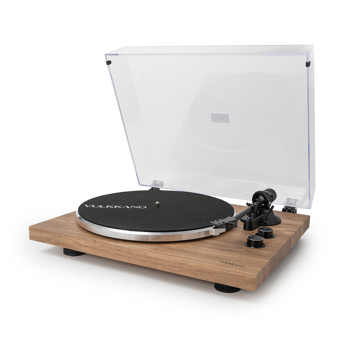 Tocadiscos VULKKANO TD10 con tapa transparente y base de madera